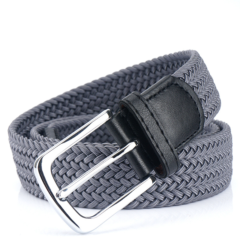 Cintura Elastica Intrecciata Uomo Donna - Tessuto Elasticizzato Con Fibbia In Pelle PU - 105 Cm - Per Sport E Casual