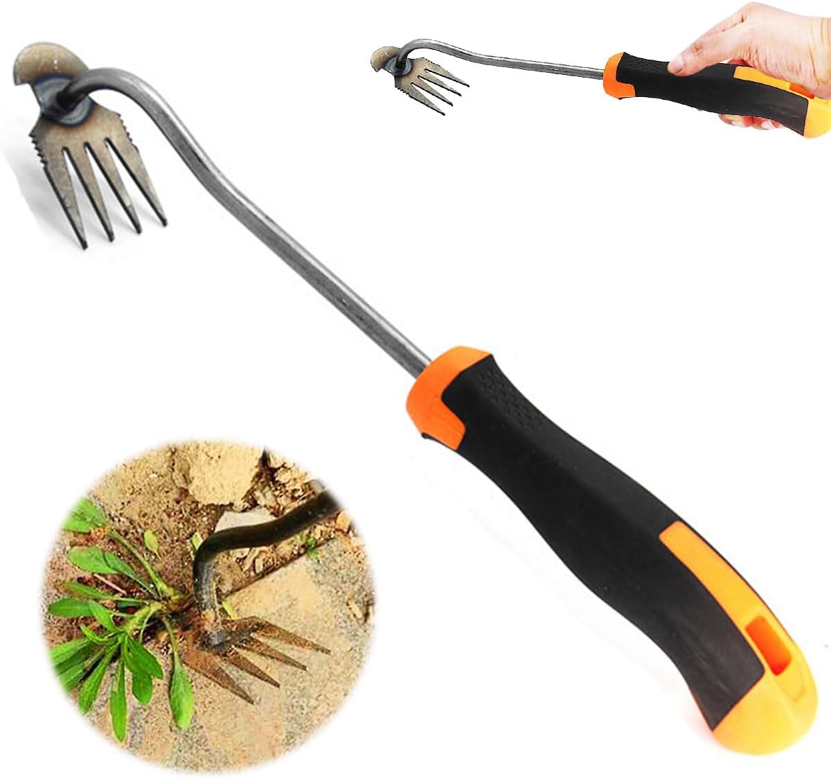 Coupe-Herbe Manuel Lame 14" Acier Manganèse | Double Tranchant Dentelé | Poignée Réglable | Désherbage Jardin
