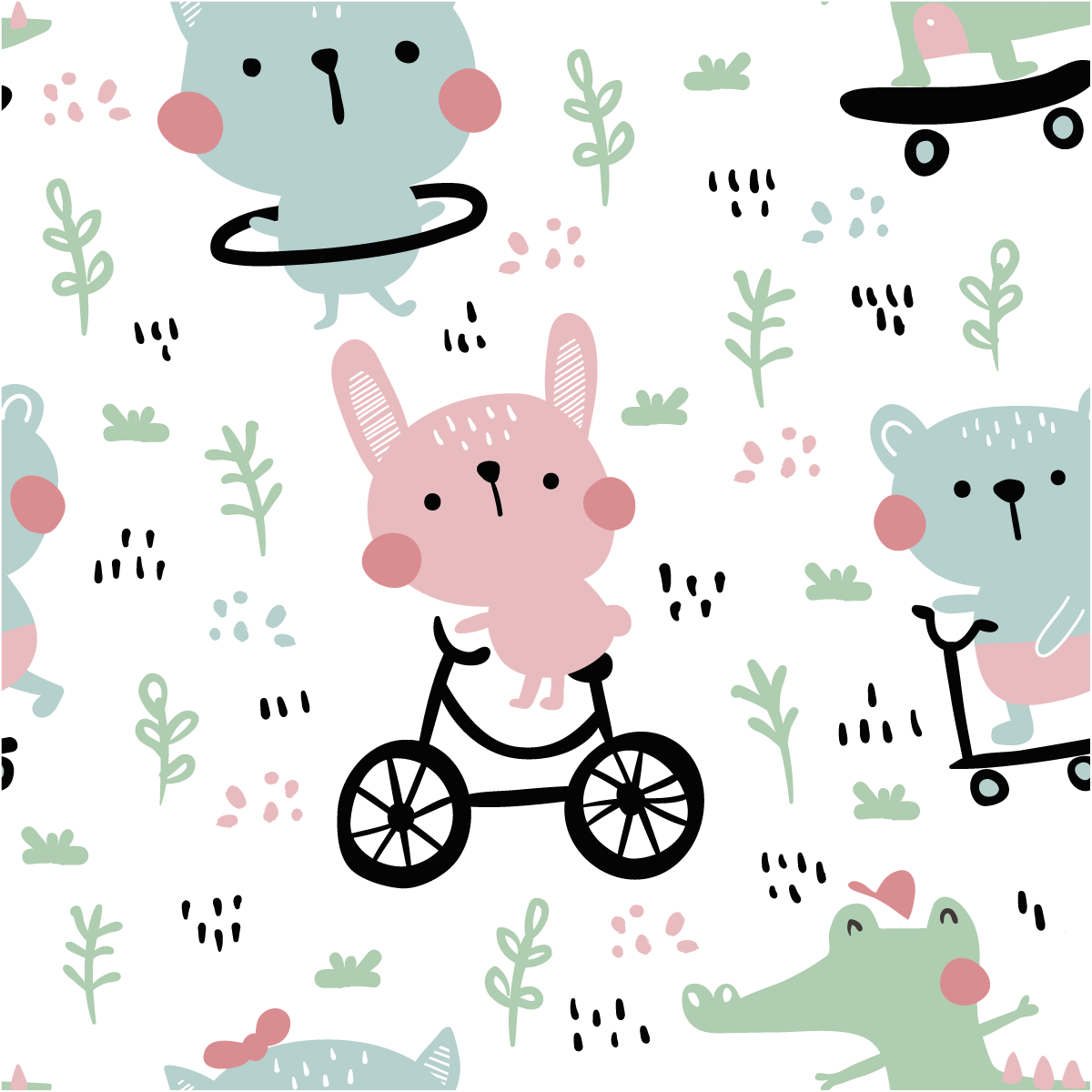 Adesivo carta da parati dei bambini animali della foresta acrobati - Sticker adesivo - adesivi murali - 50x50cm - 2