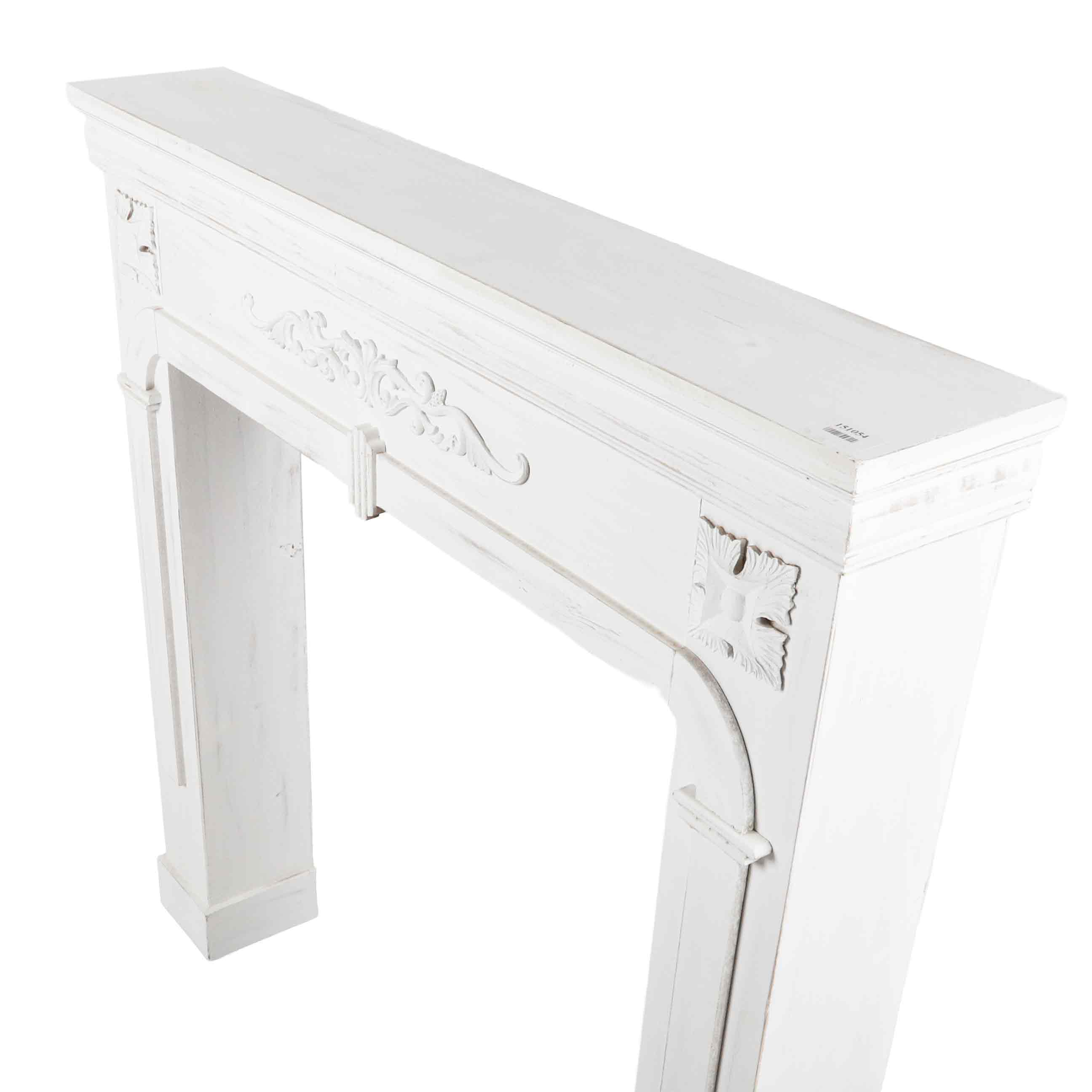 CONTOUR DE CHEMINEE EN BOIS BLANC CERUSE 104X17XH100CM - 4