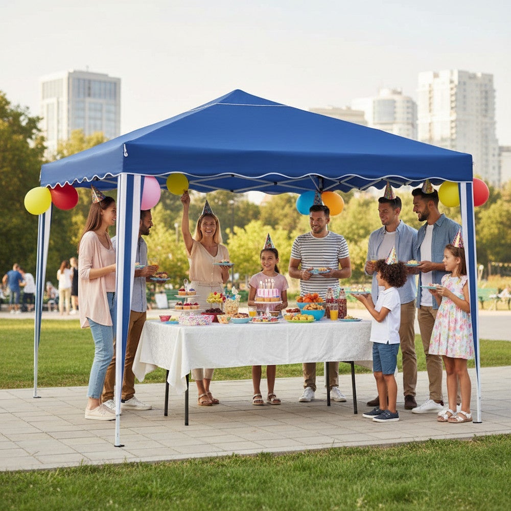 Carpa gazebo plegable azul de acero de 3x3 metros MONTY - 6