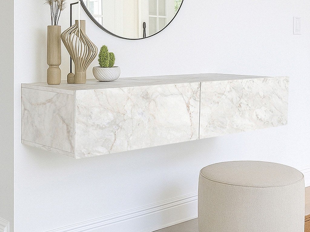 Konsola wisząca 2-drzwiowa - Efekt białego marmuru - TENIDA
