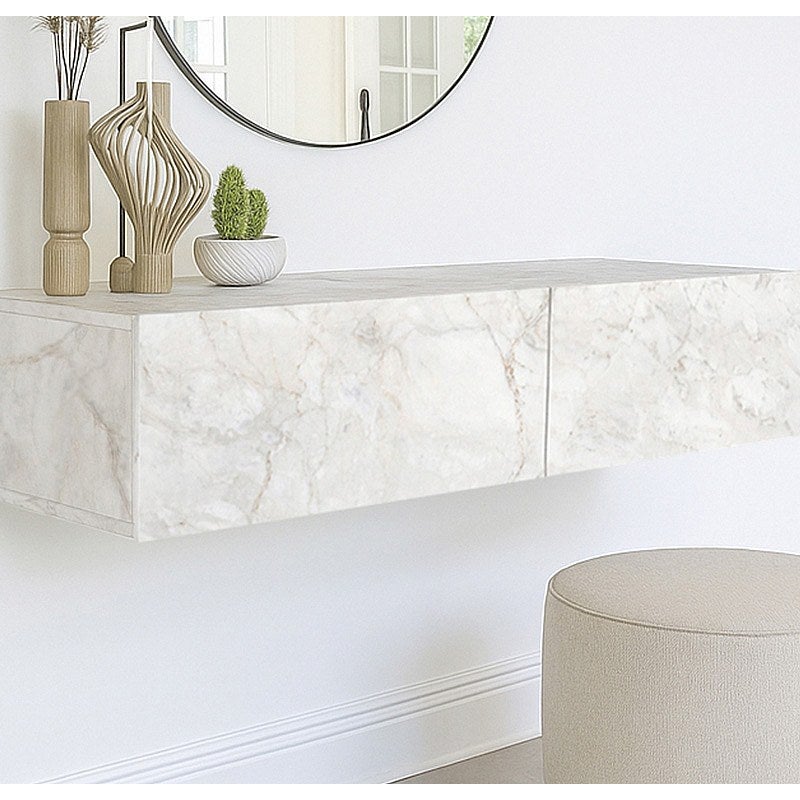Konsola wisząca 2-drzwiowa - Efekt białego marmuru - TENIDA