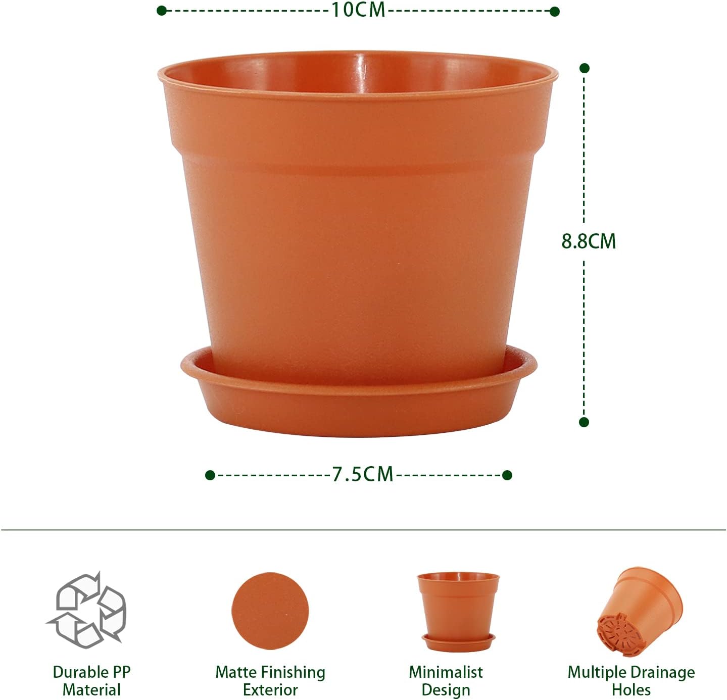 Set Di 10 Vasi Per Piante In Plastica Trasparente Con Fori Di Drenaggio - Misure Varie Per Orchidee E Grasse - 4