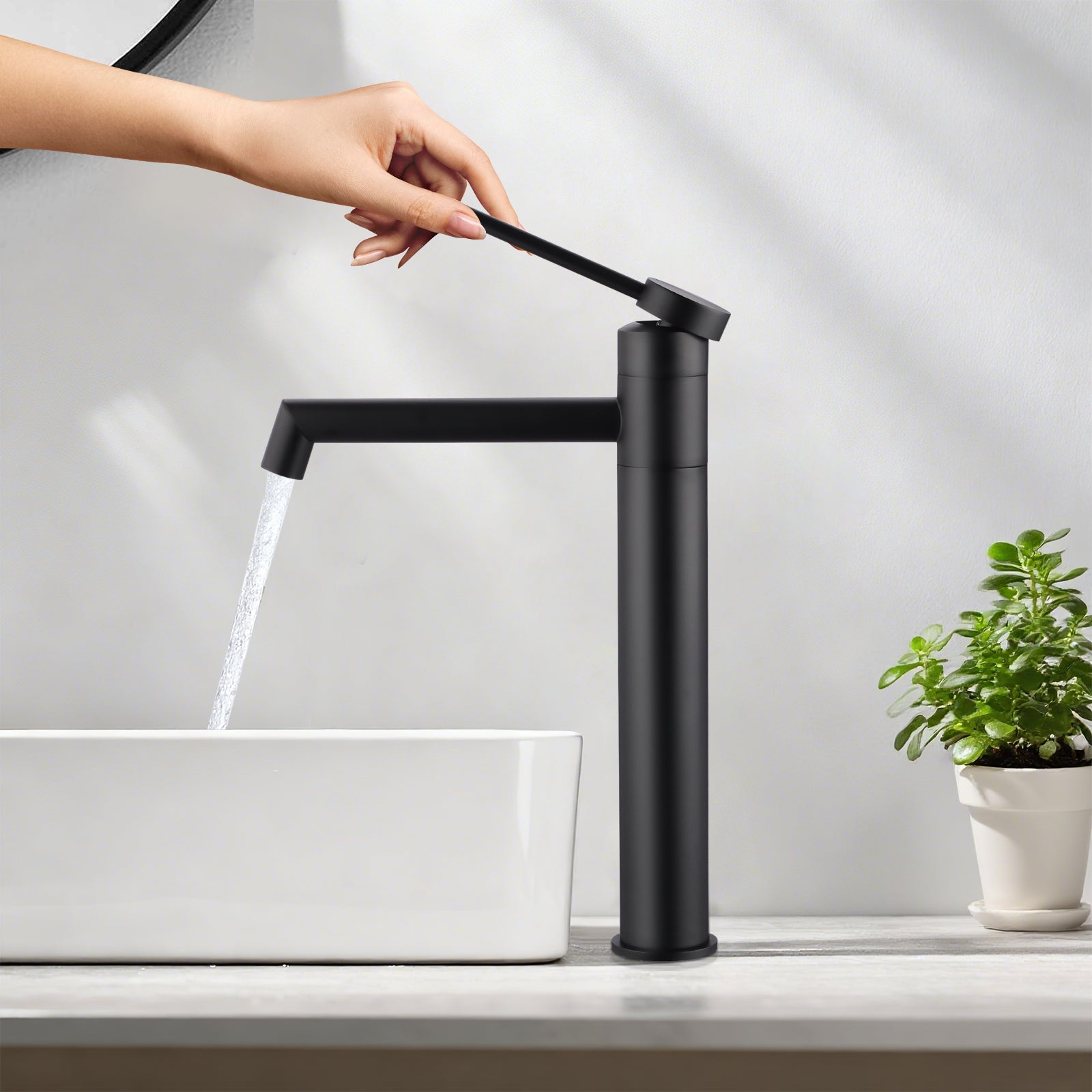 LOVHAUS Bateria Umywalkowa, Bateria Łazienkowa, Obrotowa o 360° Bateria Umywalkowa Nablatowa z Wylewką o Wysokości 210 mm