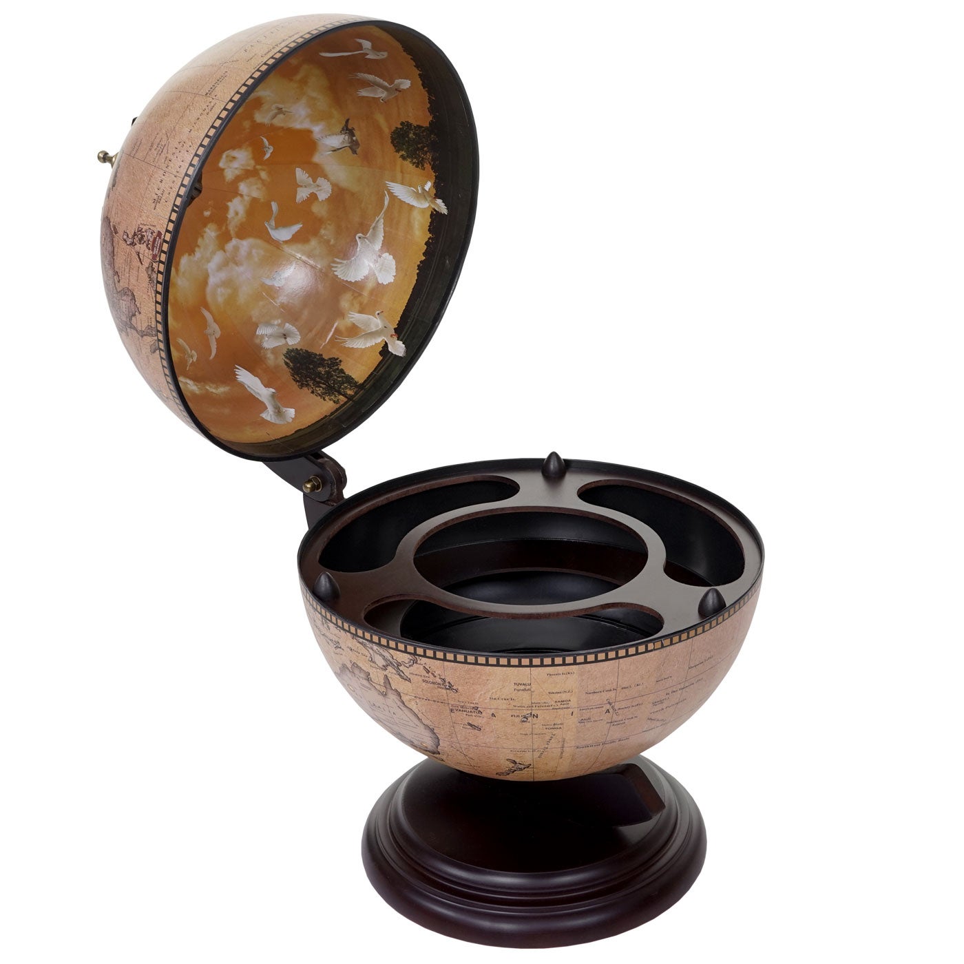 Globus bar stołowy HWC-T873, minibar stołowy, globus na 3 butelki z certyfikatem MVG