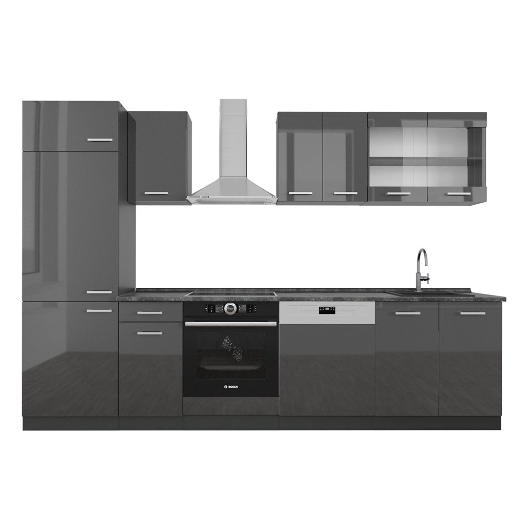 Vicco Aneks kuchenny R-Line, Antracyt wysoki połysk/antracyt, 300 cm , BP Antracyt
