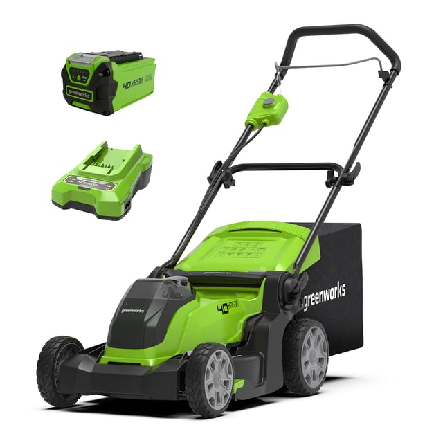 Greenworks G40LM41K25 Tagliaerba a Batteria per Prati Fino a 300 m², Ampiezza di Taglio 41cm, Sacca da 50L CON Batteria 40V 2,5Ah e Caricabatterie, G