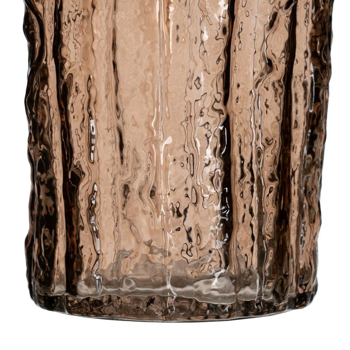 Vaso basso tondo da giardino in fibra di argilla marrone 16x16x14 cm T