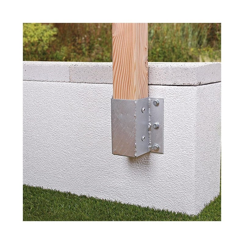 Ancrage mural métallique carré 9 x 9 x 15 cm, Support d'ancrage Carré à Visser pour Poteau pour Béton, Clôtures, Gazebos, Garage - 2