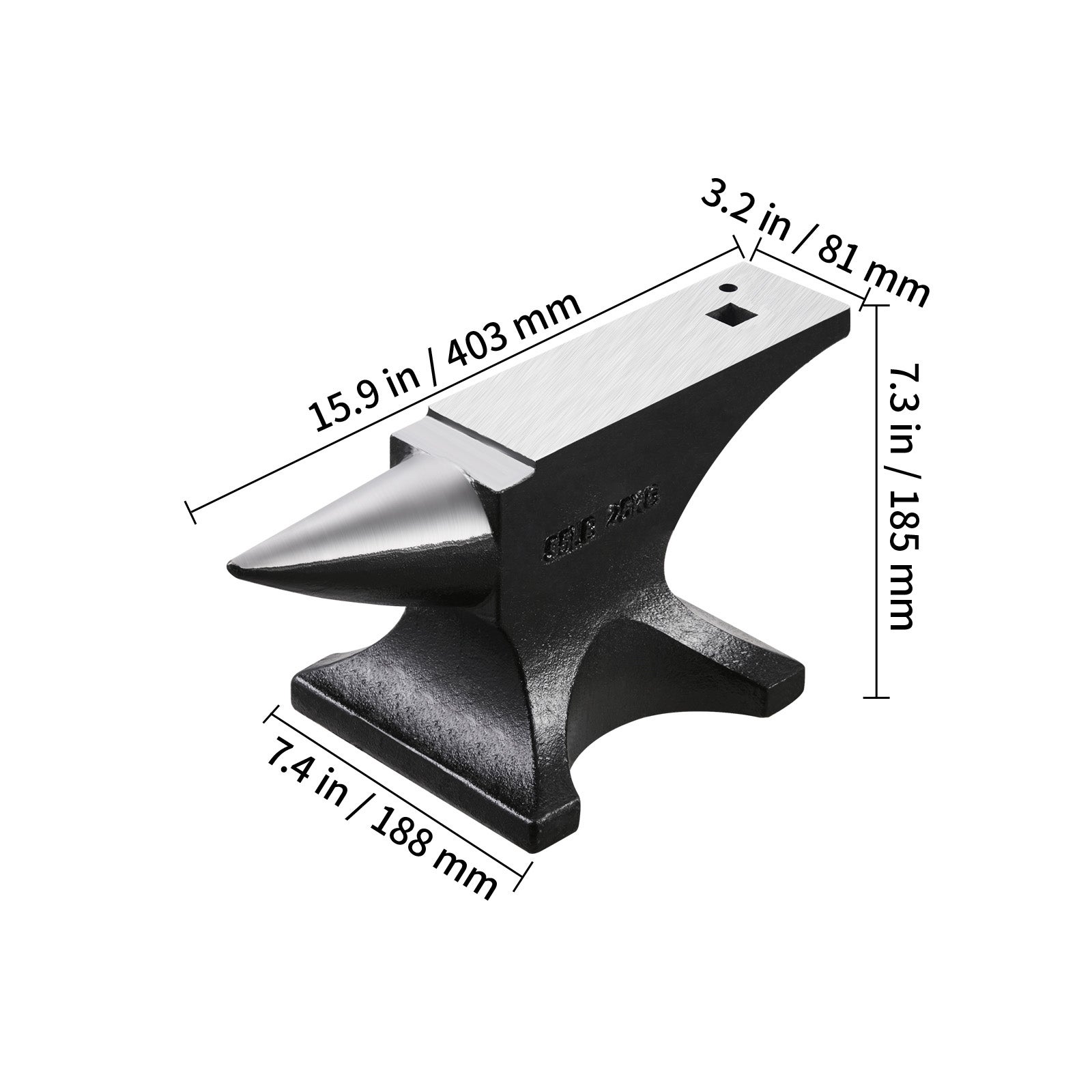 Bigorna de chifre único SucceBuy 55 lb em aço fundido, alta dureza, base estável e ampla superfície para forjamento - 2
