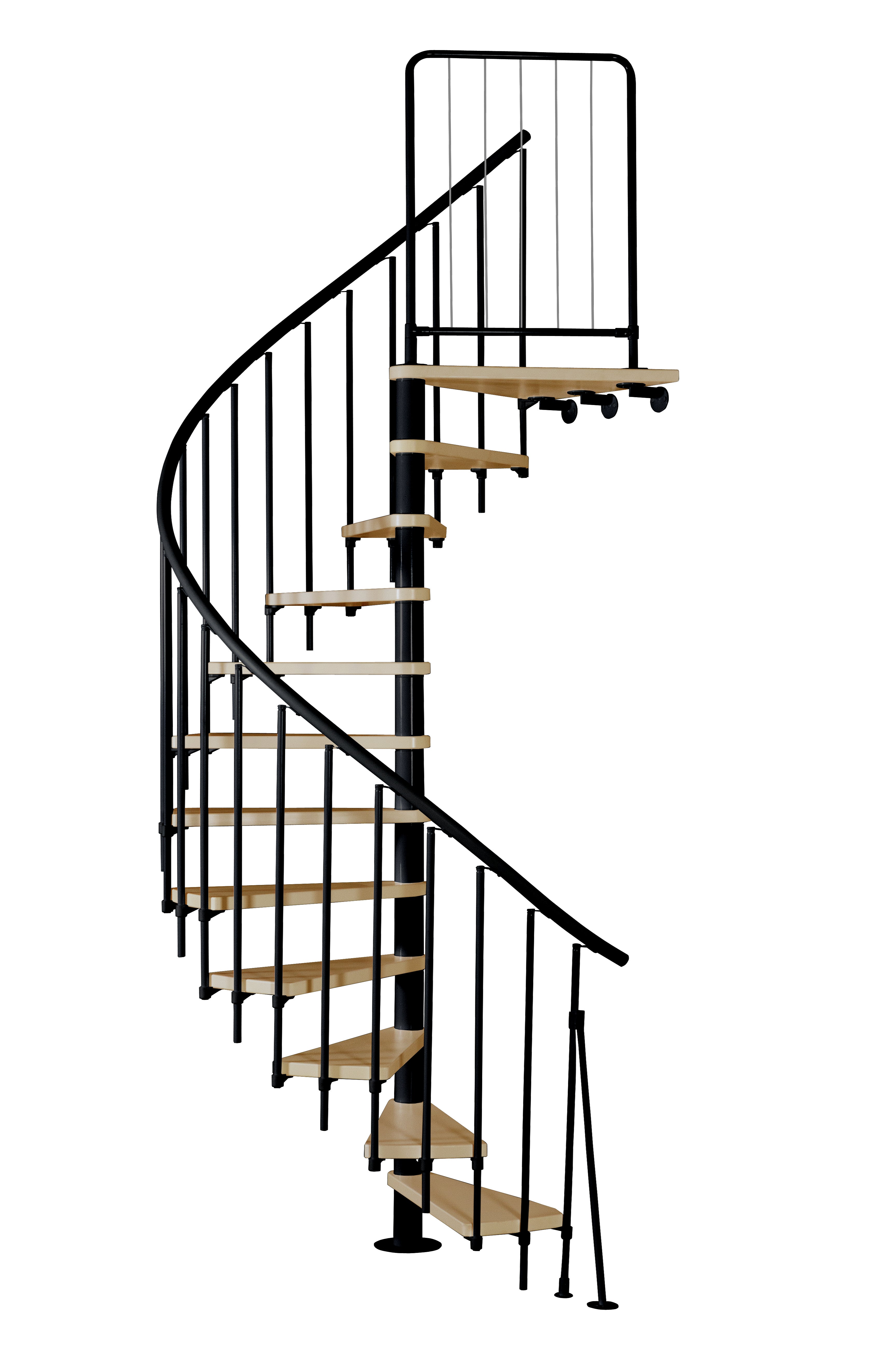 Escalera atrium novo 160 tipo 1 ral 9005, 11 el.+ p, haya natural