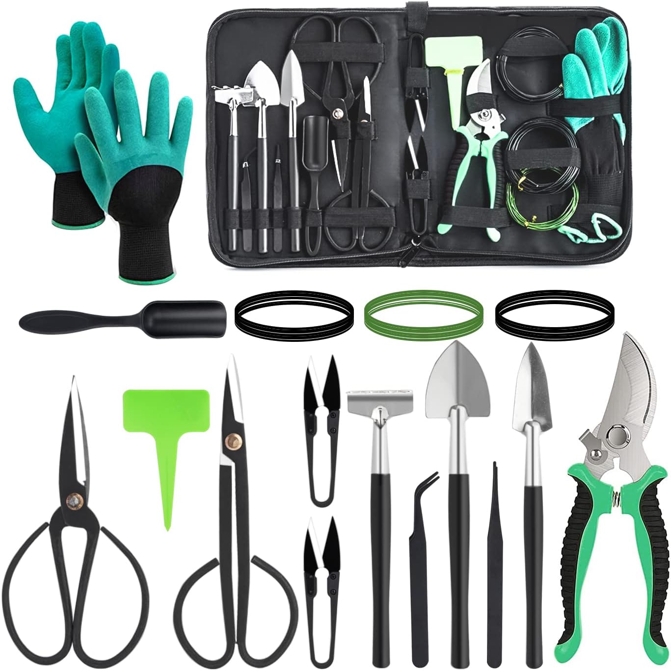 Zestaw bonsai 24-częściowy, zestaw narzędzi ogrodniczych, zestaw do ogrodnictwa bonsai dla początkujących, maczeta, torba do przechowywania, szpachelk