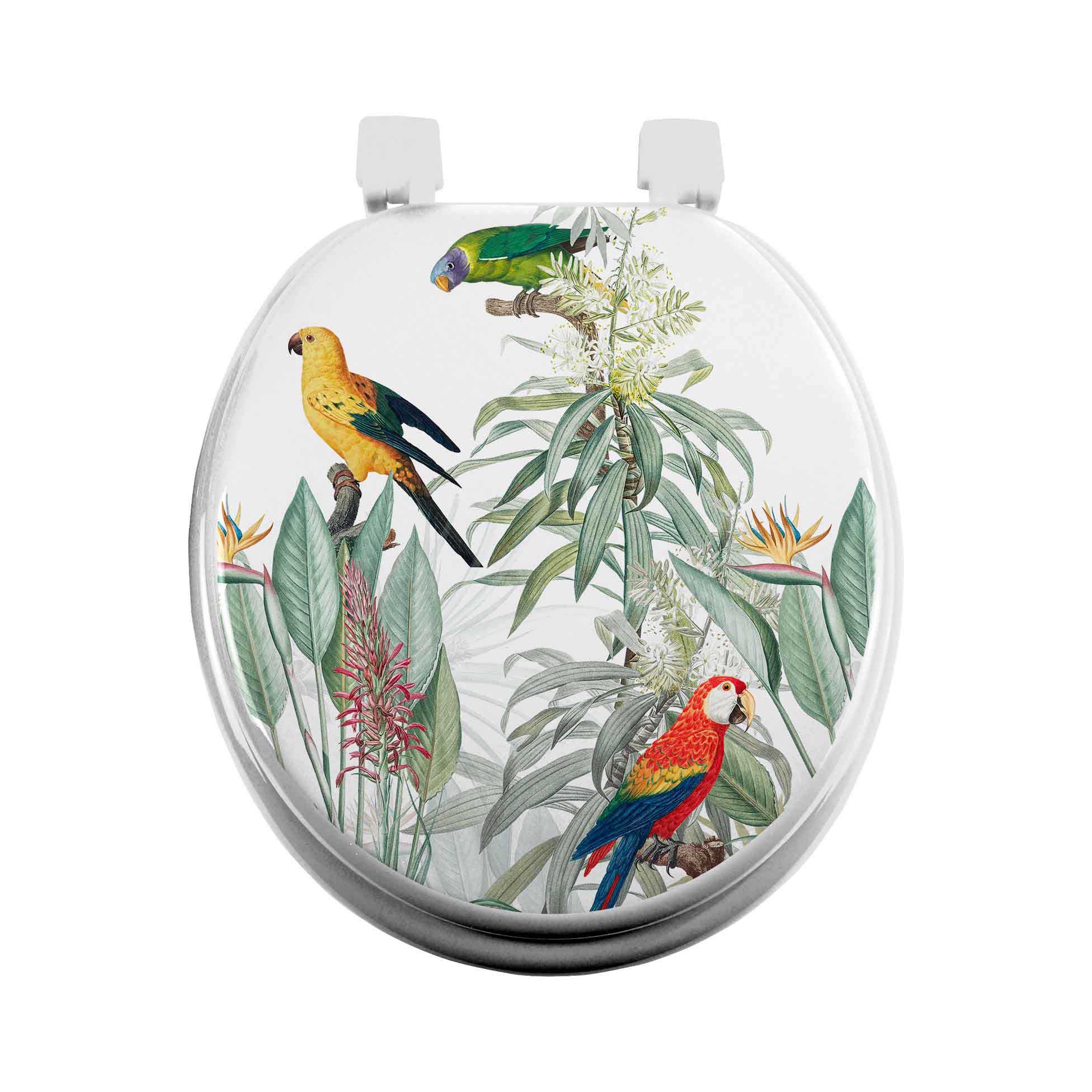 Autocollant Mural Pour Abattant De WC Love Dream - Motif Réseau - Motif Floral - Feuille Et Oiseau - Étanche - Pour Siège De Réservoir De Toilettes - Pour Salle De Bain