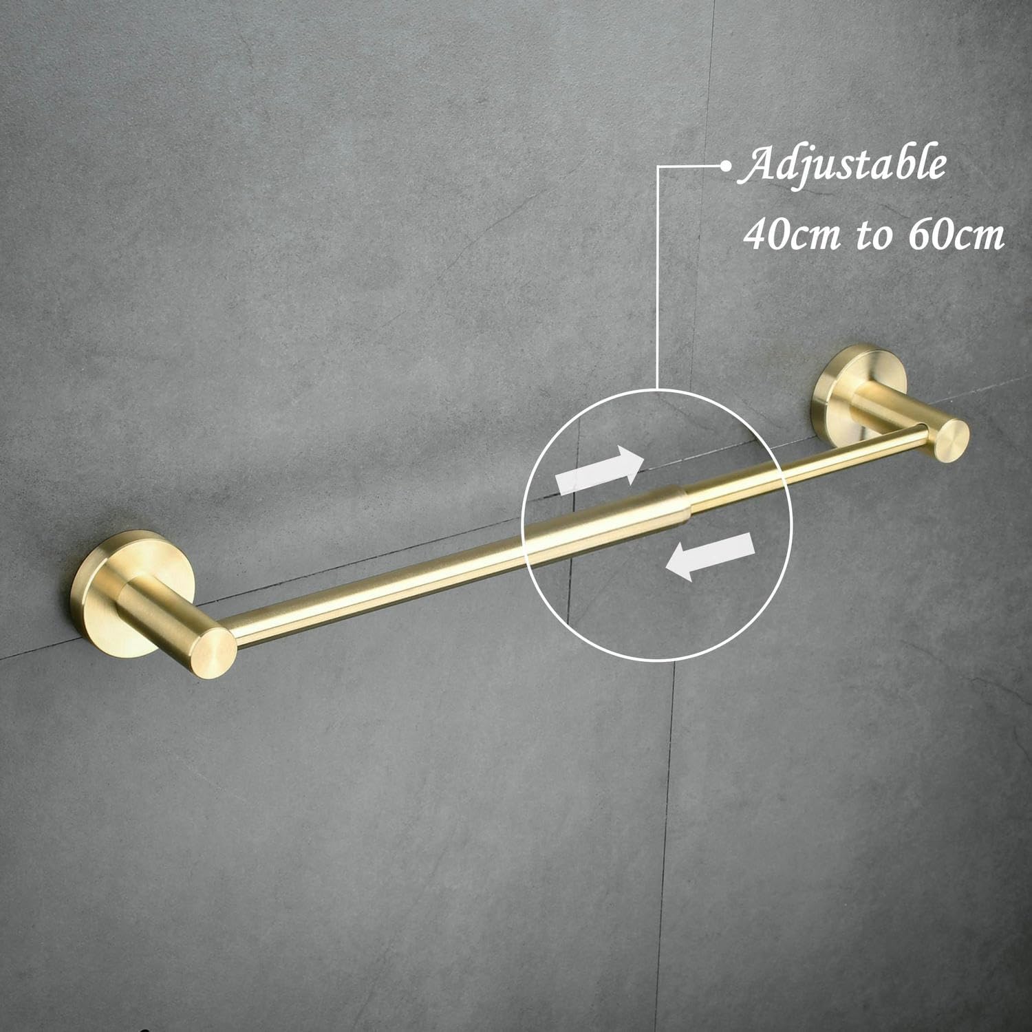 Portasciugamani Da Parete In Oro Spazzolato 61 Cm - Acciaio Inox SUS304 - Design Moderno Per Bagno - 2