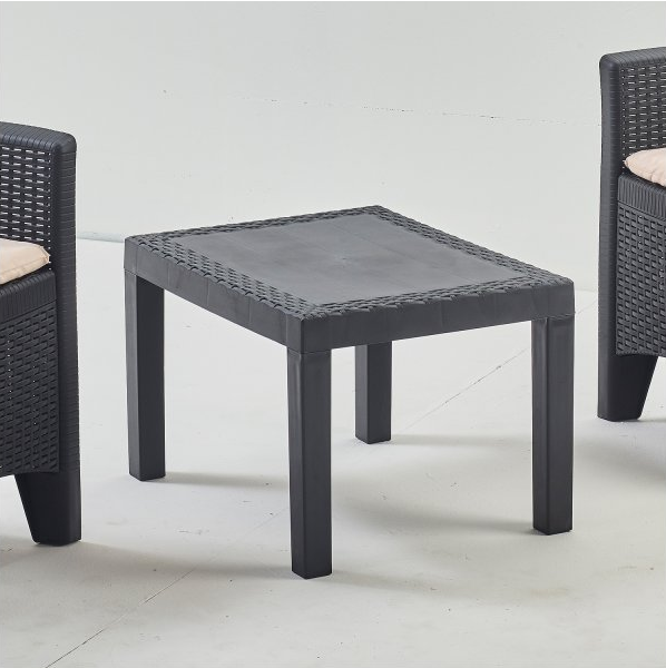 Table basse jardin effet rotin 59x46x40cm anthracite - 7