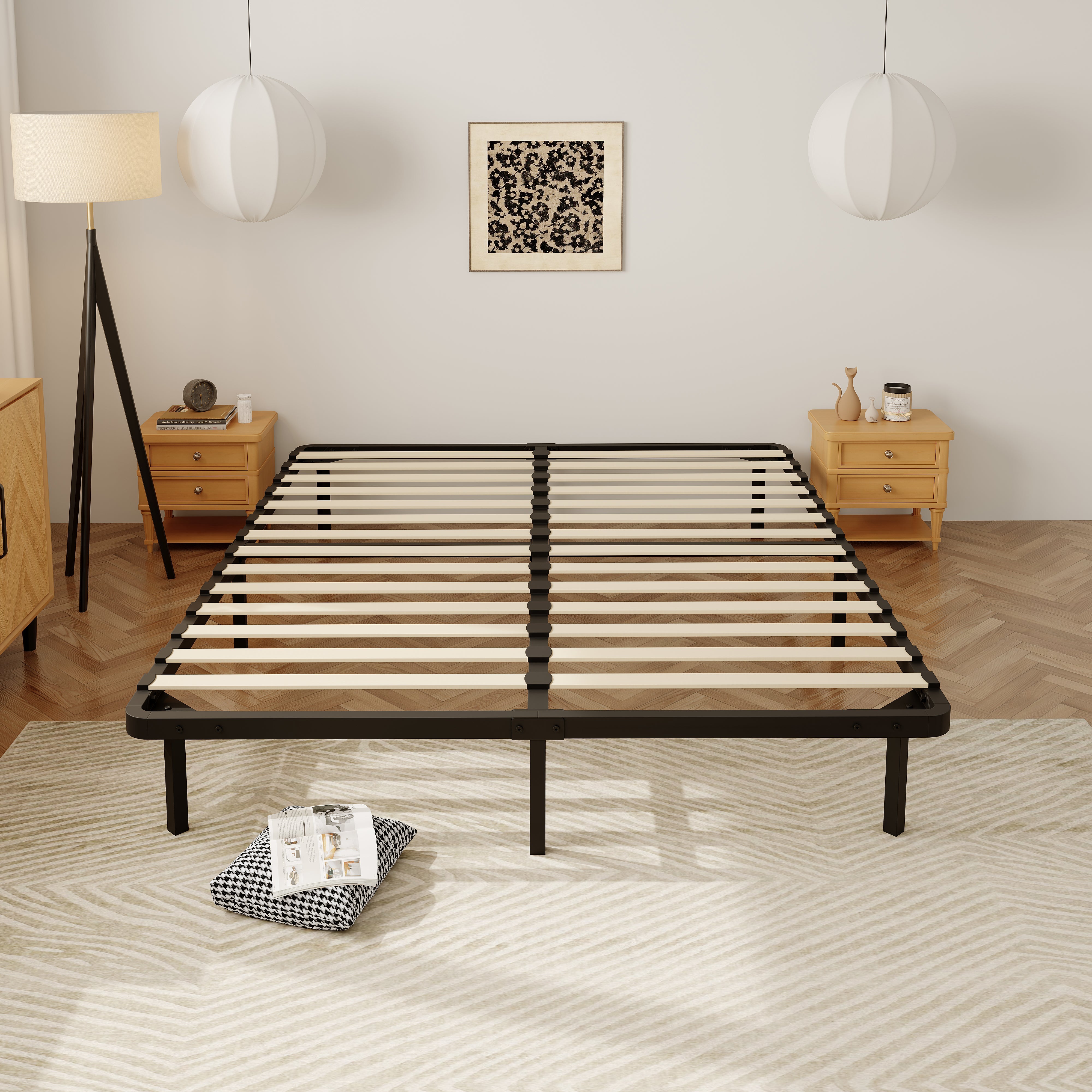 STANEW Sommier à Lattes 160x200, 9 Pieds Inclus, Lit 2×14 Lattes - 3