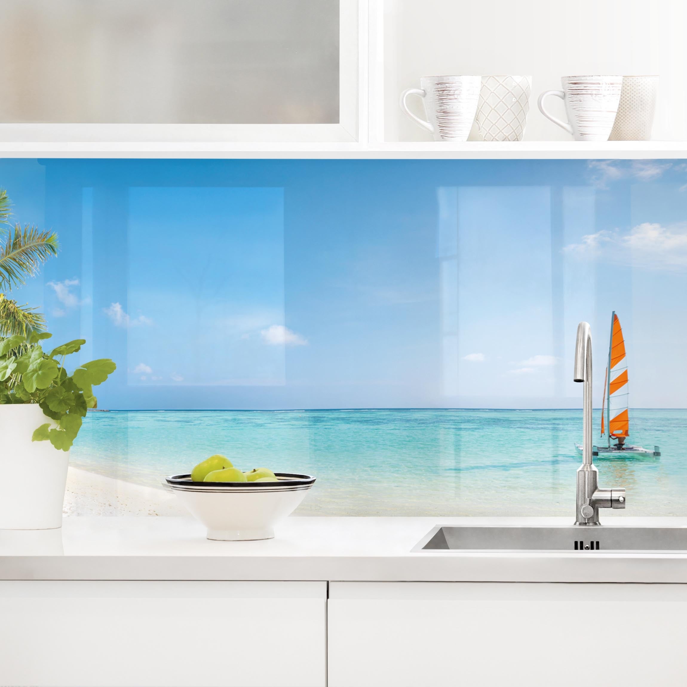 Crédence Cuisine En Verre 100x50 Cm - Paysage Bateaux Ville Mer