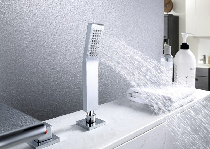 BERNSTEIN - Ensemble Robinet mélangeur Chrome Baignoire 4 trous en Cascade, Ensemble Pommeau Douchette Bain - 6080 - 5