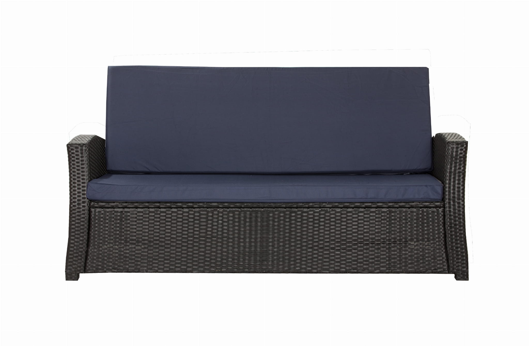 Cojines de sofá de exterior azul oscuro cojines de sofá 2 plazas cojín de banco de jardín 110x60x50cm cojines para muebles de poliratán-slim