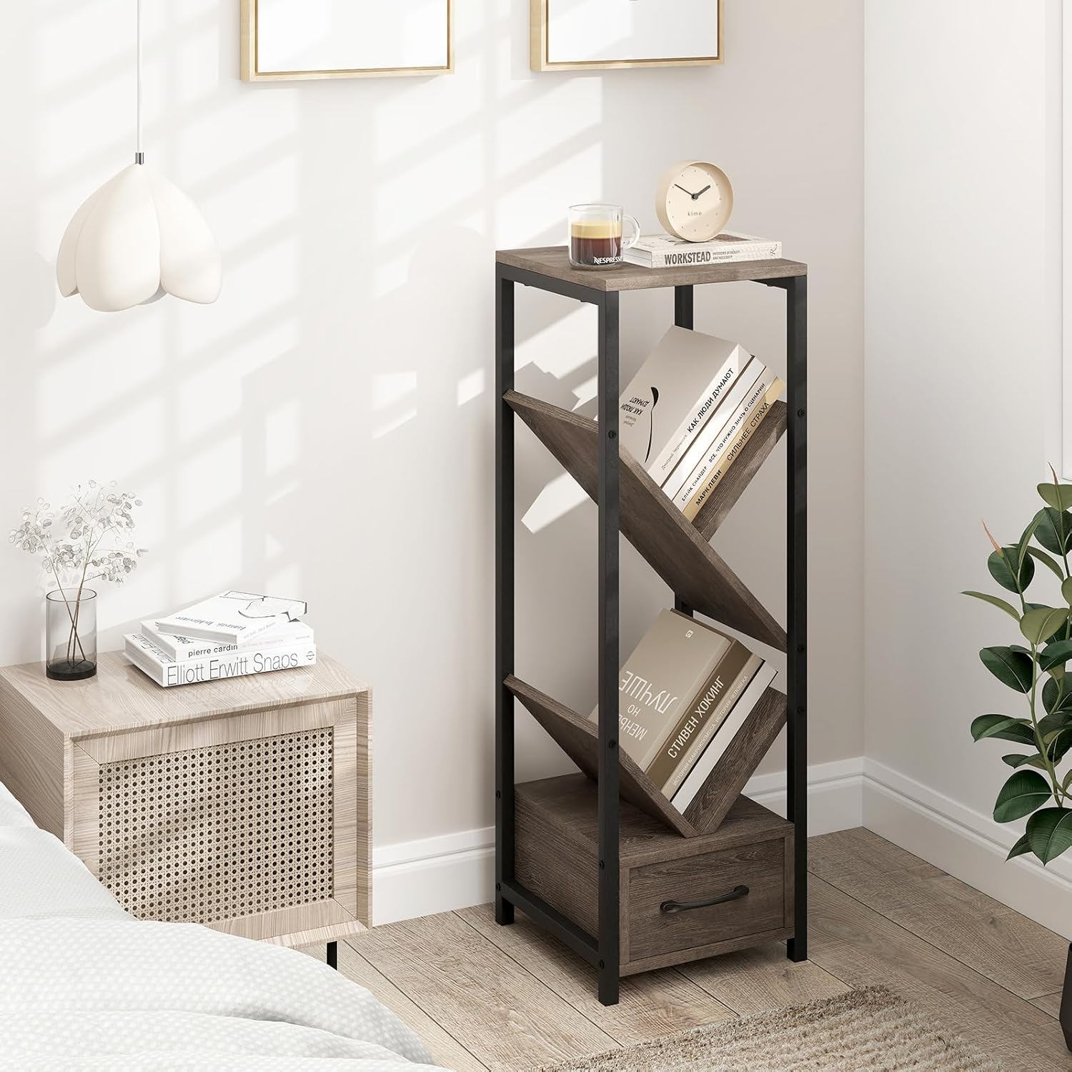 Libreria A Forma Di Albero Con 8 Ripiani Scaffale Autoportante Scaffale Da Ufficio 50 X 20 X 141 Cm Marrone 88306492