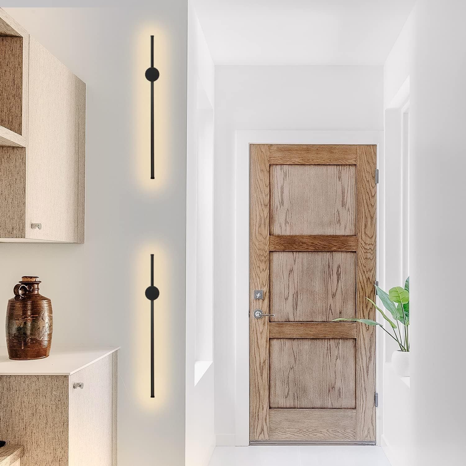 NETTLIFE 2 Czarna lampa ścienna LED do wnętrz 60CM 3000K Pośrednie nowoczesne oświetlenie ścienne 90° z regulacją - 8