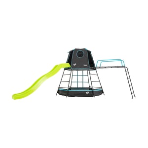 Aire de jeux métal EXPLORER TOUR - tapis explorer - pont de singe - toboggan - piscine à balles h201 cm