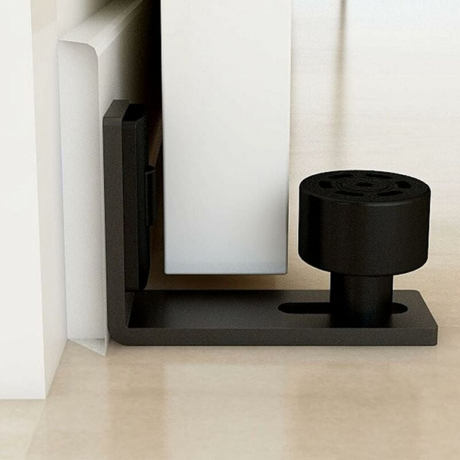 Guida inferiore regolabile nera da pavimento per porta scorrevole da parete/porta in legno - 3