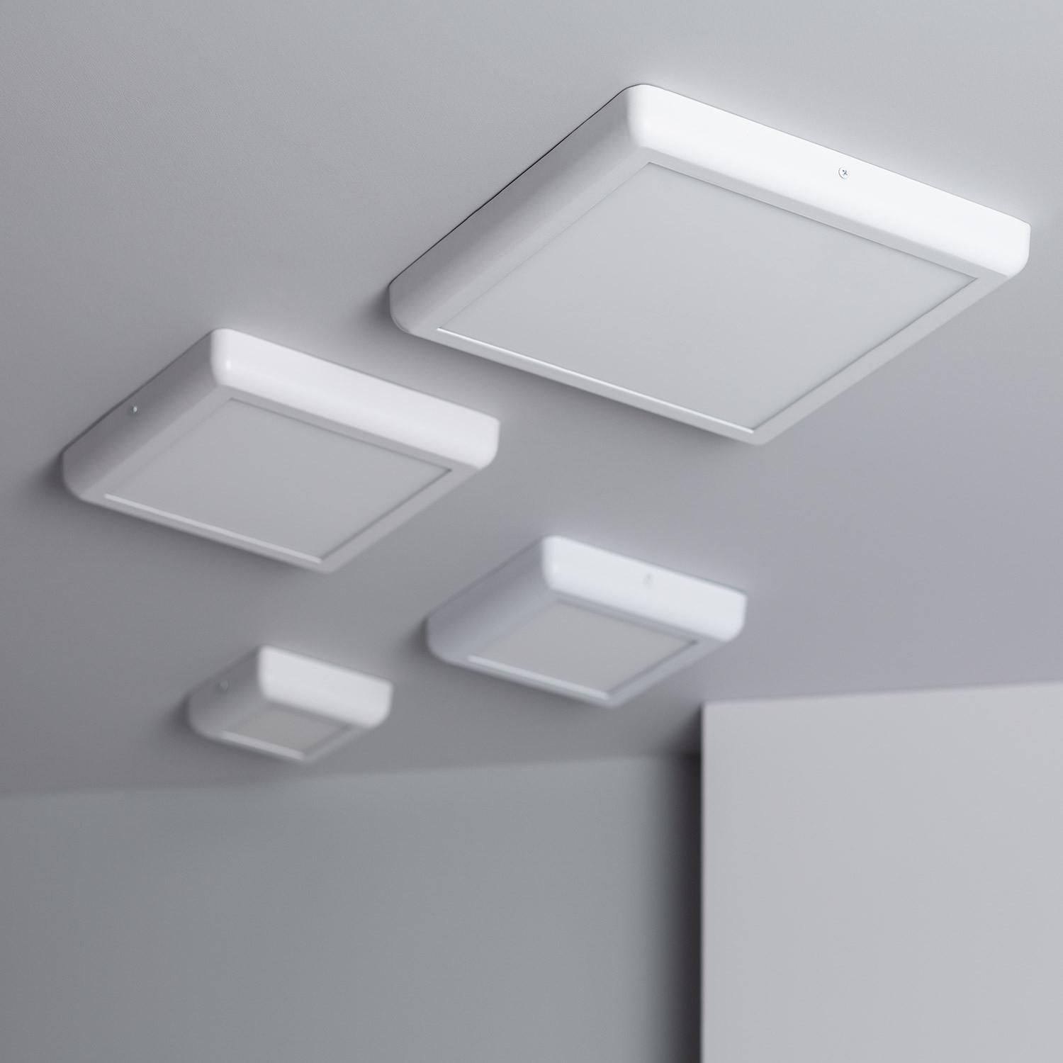 Plafonnier LED Métal Carré Design Blanc 24W Métal 300x300 mm , 6000K Blanc froid, Aluminium, IP20, 1900lm - 7