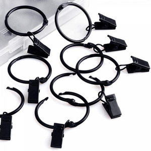 CHUEHKAK Anneau Rideau, Lot de 40 Anneaux Rideau avec Pince, Clips en Métal pour Tringle à Rideaux, Diamètre Intérieur 38 mm, pour Rideaux et Barres