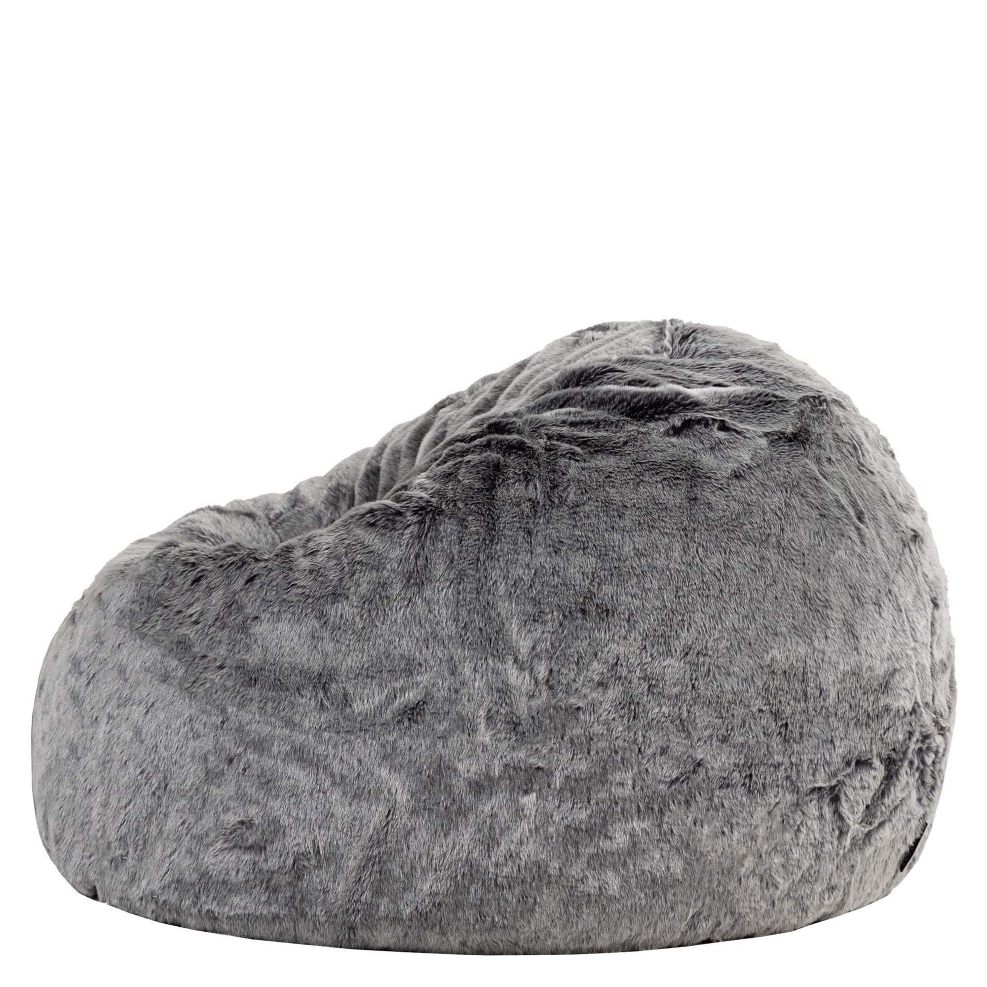 Pouf Icon fausse fourrure gris loup, salon, chambre, 85x85cm, Made in Allemagne, Oeko-Tex® - 6