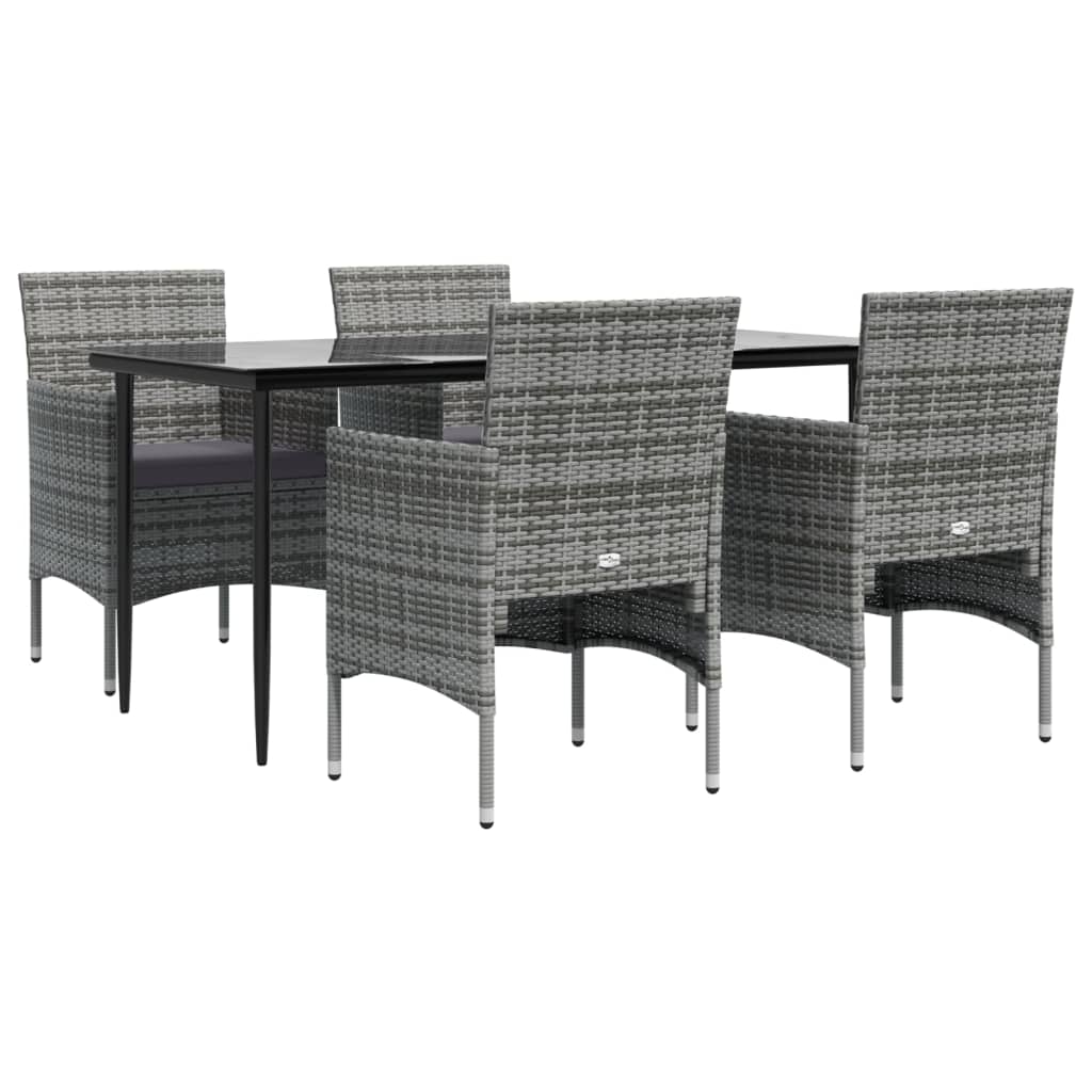 Maison Exclusive - Set da Pranzo da Giardino 5 pz con Cuscini Grigio e Nero - 3
