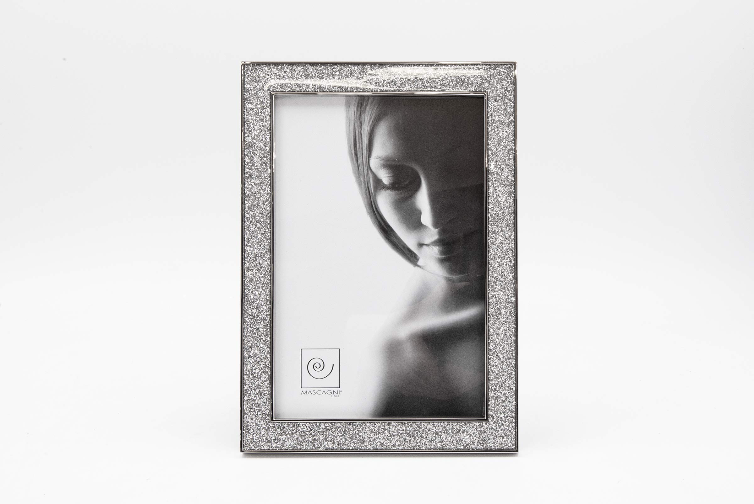 Portafoto Mascagni M608 In Metallo Argento Glitter 10x15 Cm | Design Italiano Con Cristalli, Regalo Elegante - 4
