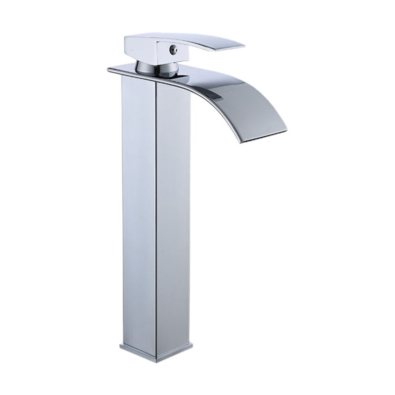 ZVD - Rubinetto Per Lavabo A Cascata, Miscelatore Per Lavello Con Ugello Piatto Rubinetto Per Bagno Con Acqua Calda E Fredda Disponibile Stile Moderno Cromato Alto Oro 750 G 88866711