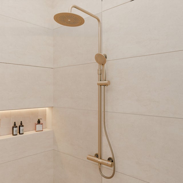Colonne de douche Mécanique finition Or Doré Brossé - 133x26x52 cm - MOLLY GOLD