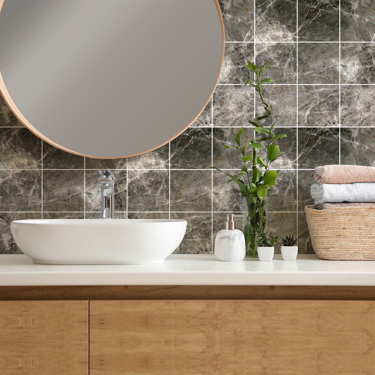 9 adesivi piastrelle di cemento marmo di Poitiers - Sticker adesivo - adesivi murali - 9stickers15x15cm - 5