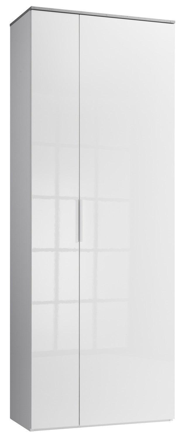 COMPOSAD | Armadio della Linea GALAVERNA con 2 Ante, Armadio Ingresso, Salvaspazio, (LxAxP) 70x188x35 cm, Cemento e Bianco Laccato, Made in Italy