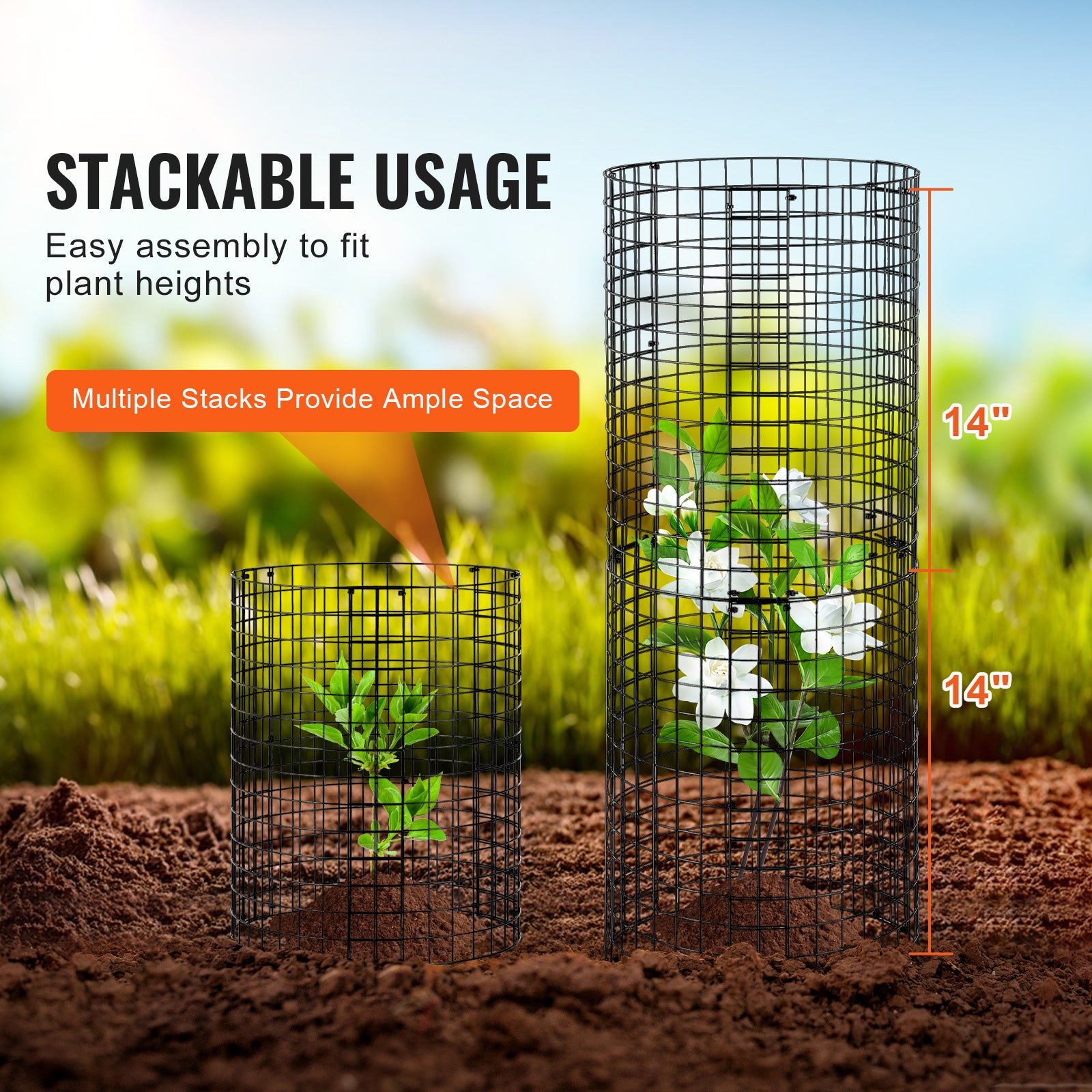 Lot de SucceBuy 6 cages grillagées pour plantes,32 cm de diamètre x 35,6 cm de hauteur,clôtures extérieures,garde les animaux à l'extérieur - 4