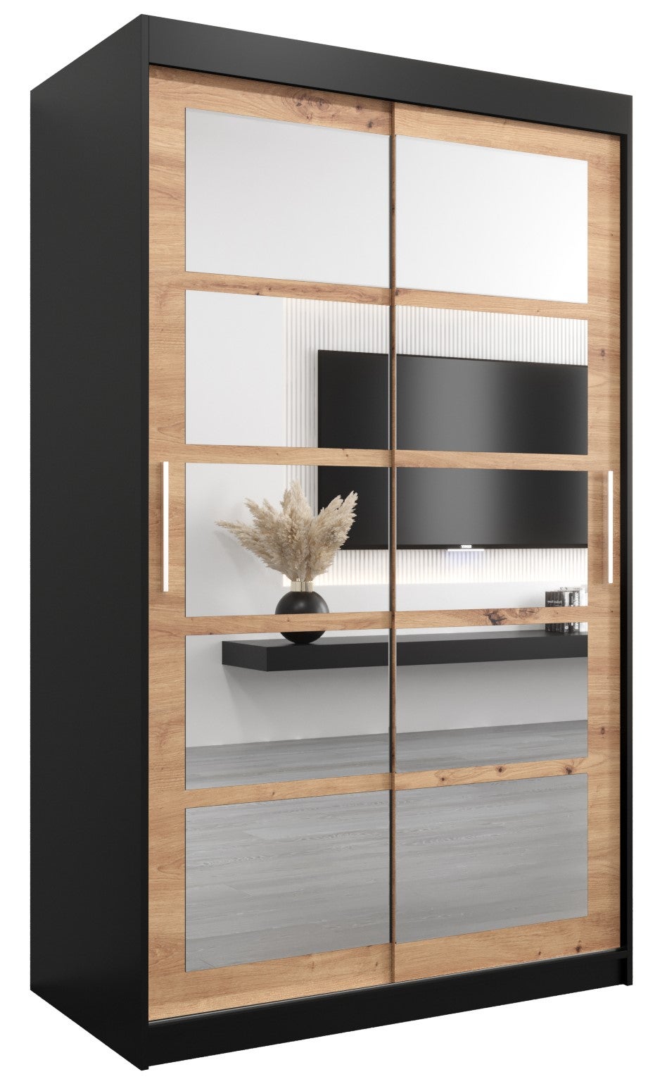 Szafa przesuwna garderoba ROMA 2 120 x 62 x 200 cm Czarny + Artisan - Abiks Meble