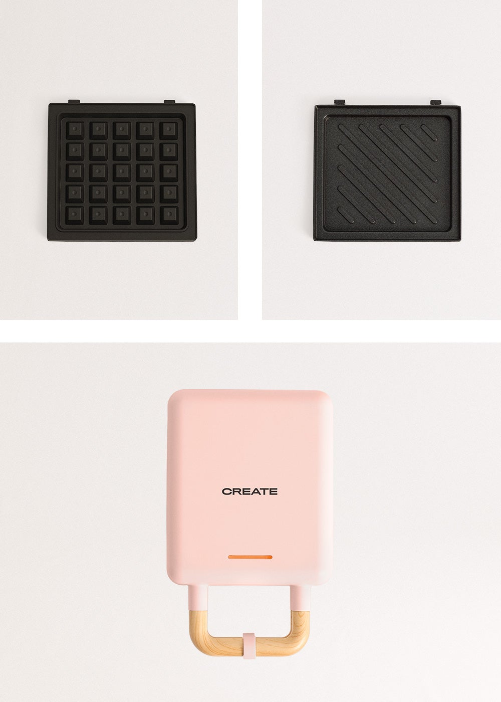 CREATE - STONE STUDIO - Opiekacz do kanapek z funkcją grilla i gofrownicy z wymiennymi płytkami - Rose pastel - 8