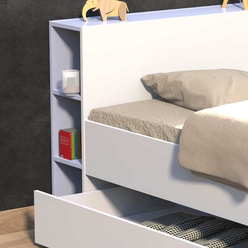 Lit 160x200 inclus 2 tiroirs Fara Blanc - 3