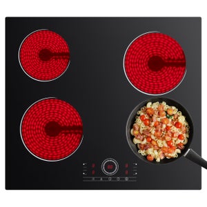 Cecotec Plaque de Cuisson à Gaz Bolero Squad G 3400S Nano Glass avec 3 Foyers, 6,2 Kw, Grilles en Fonte, Foyer à Triple Anneau - Electroménager