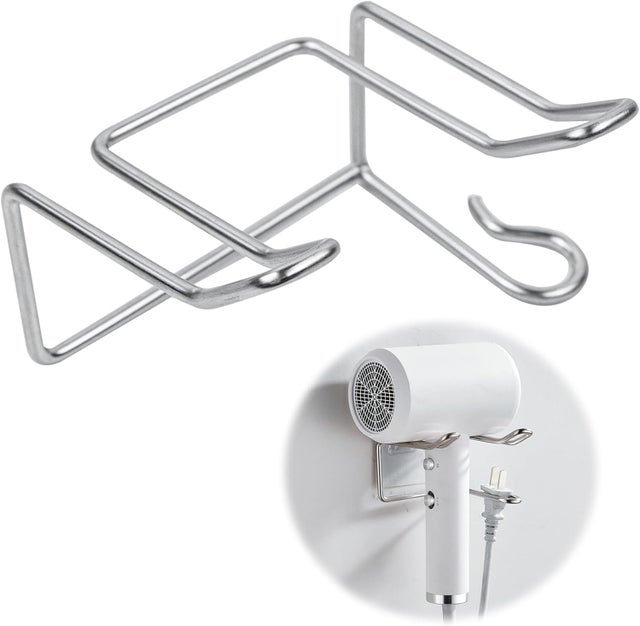 Support Seche Cheveux, Porte Seche Cheveux Mural Sans Percage, Inoxydable Support Sèche Cheveux Autocollant