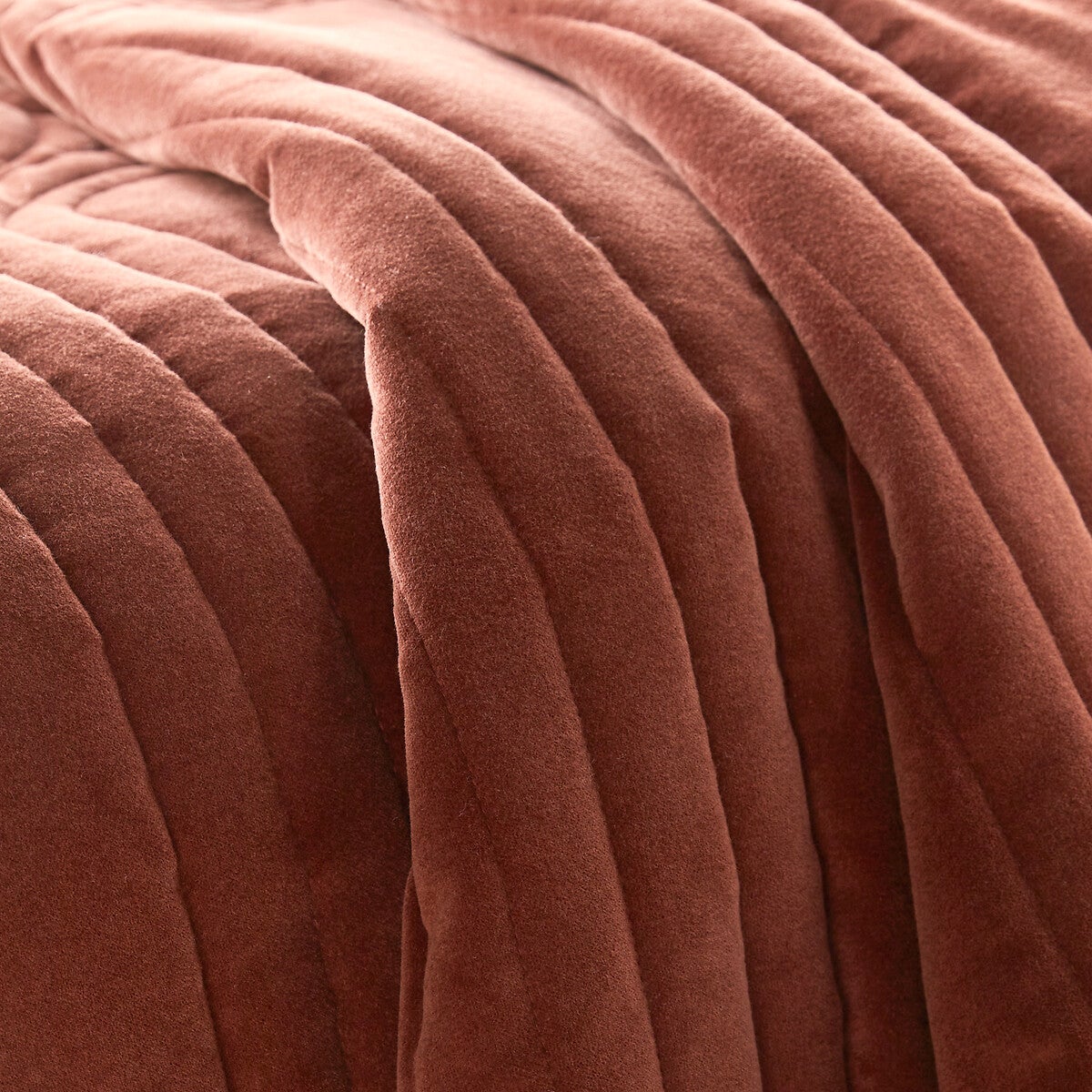 Couvre lit boutis matelassé velours coton Honorine - Terracotta - 230 x 250 cm - 2