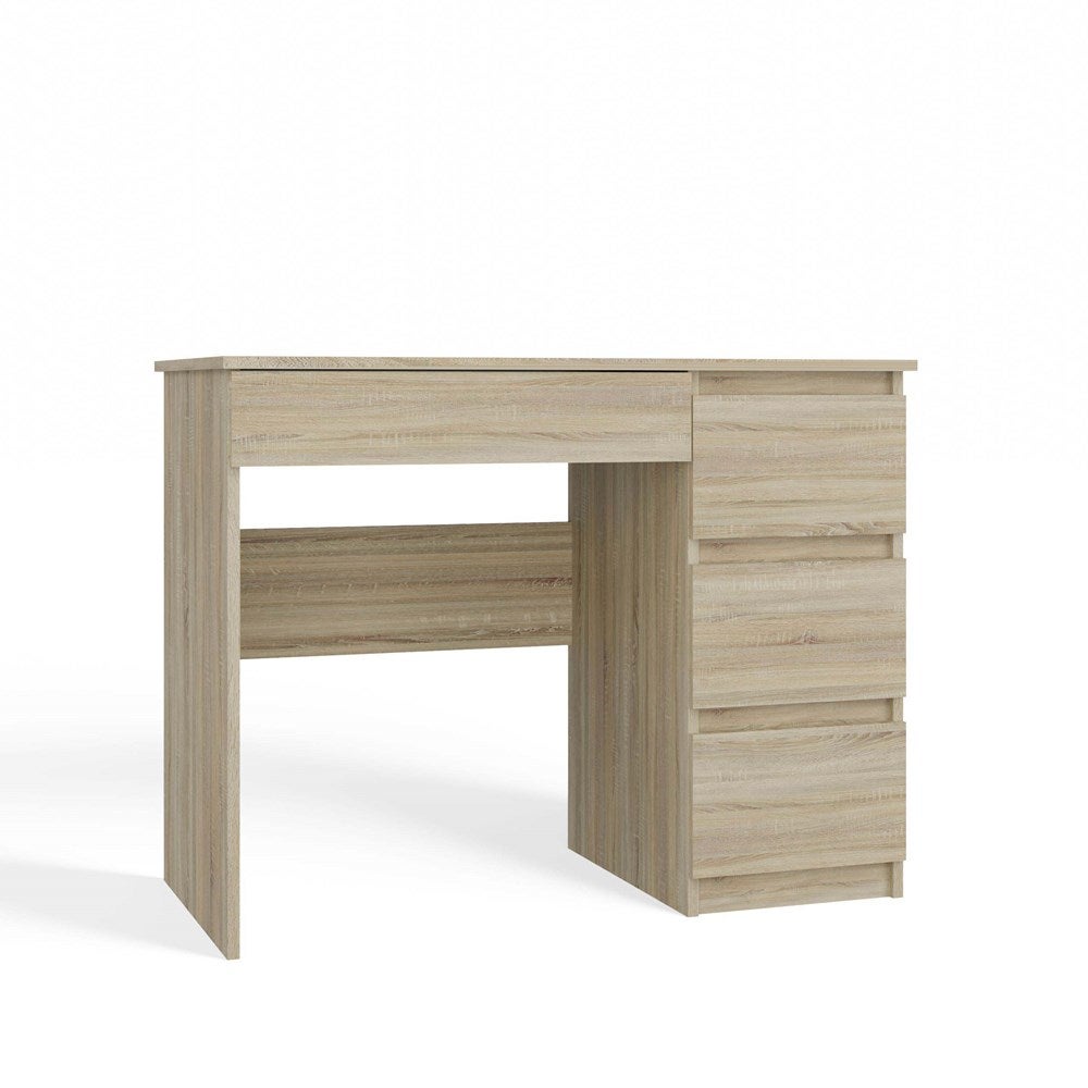 Biurko prawe: 4 szuflady, 51 cm x 98 cm x 76 cm, kolor biały, dąb Sonoma