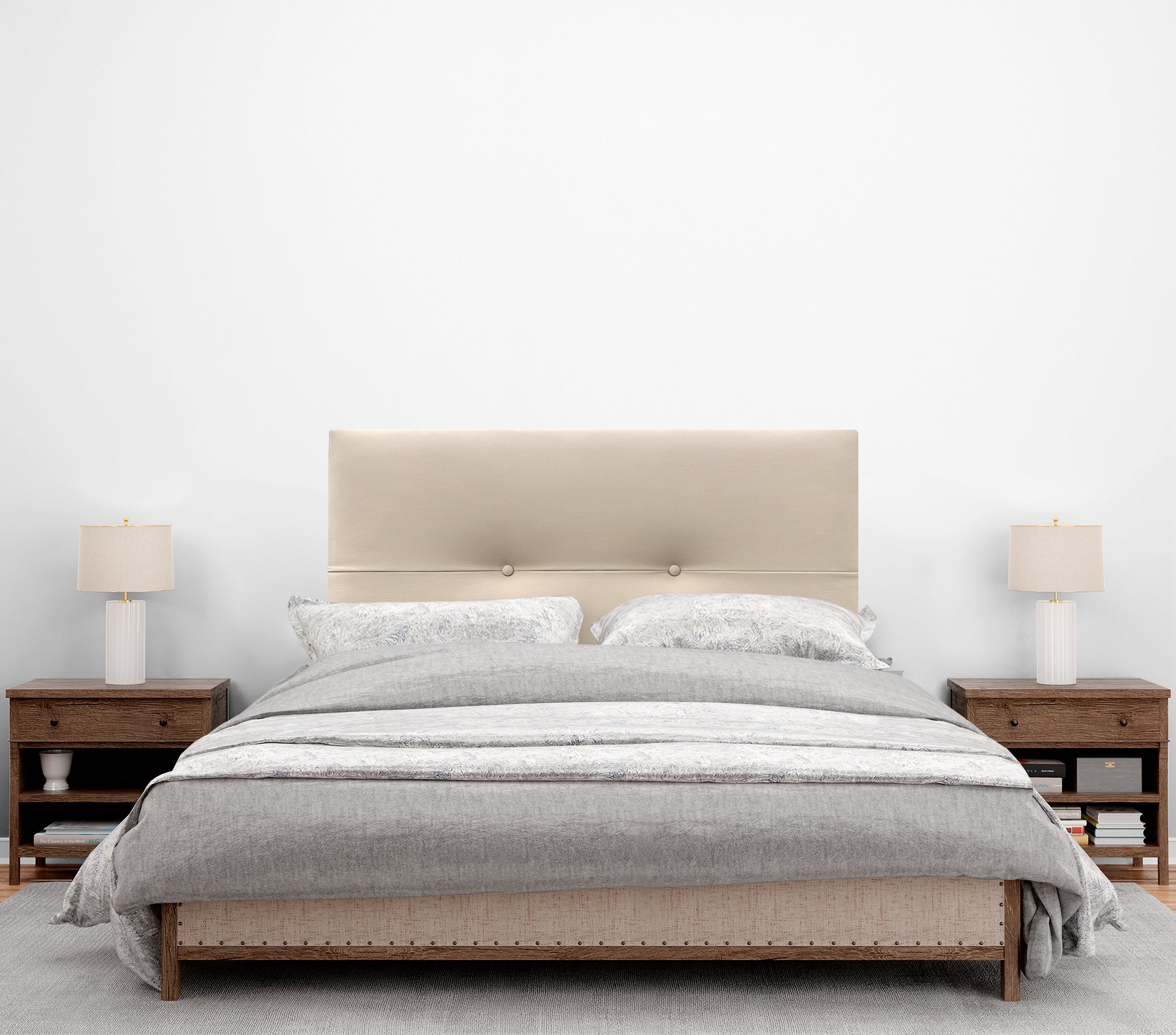 DHOME Cabecero de Polipiel con Botones 90x50cm Camas 80/90 - Beige - 4