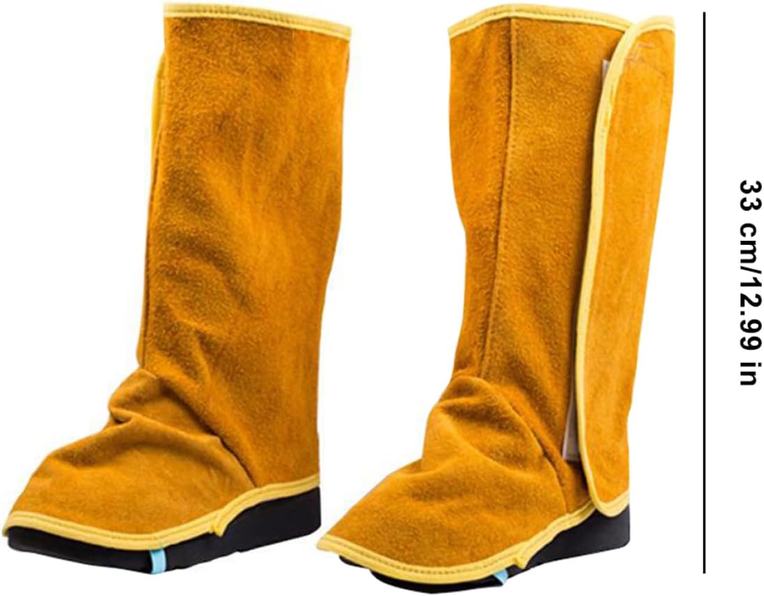 Polainas de soldar em pele, botas e calçado de soldar resistentes ao fogo, protetores para pés de soldador de alta resistência Capas - 2