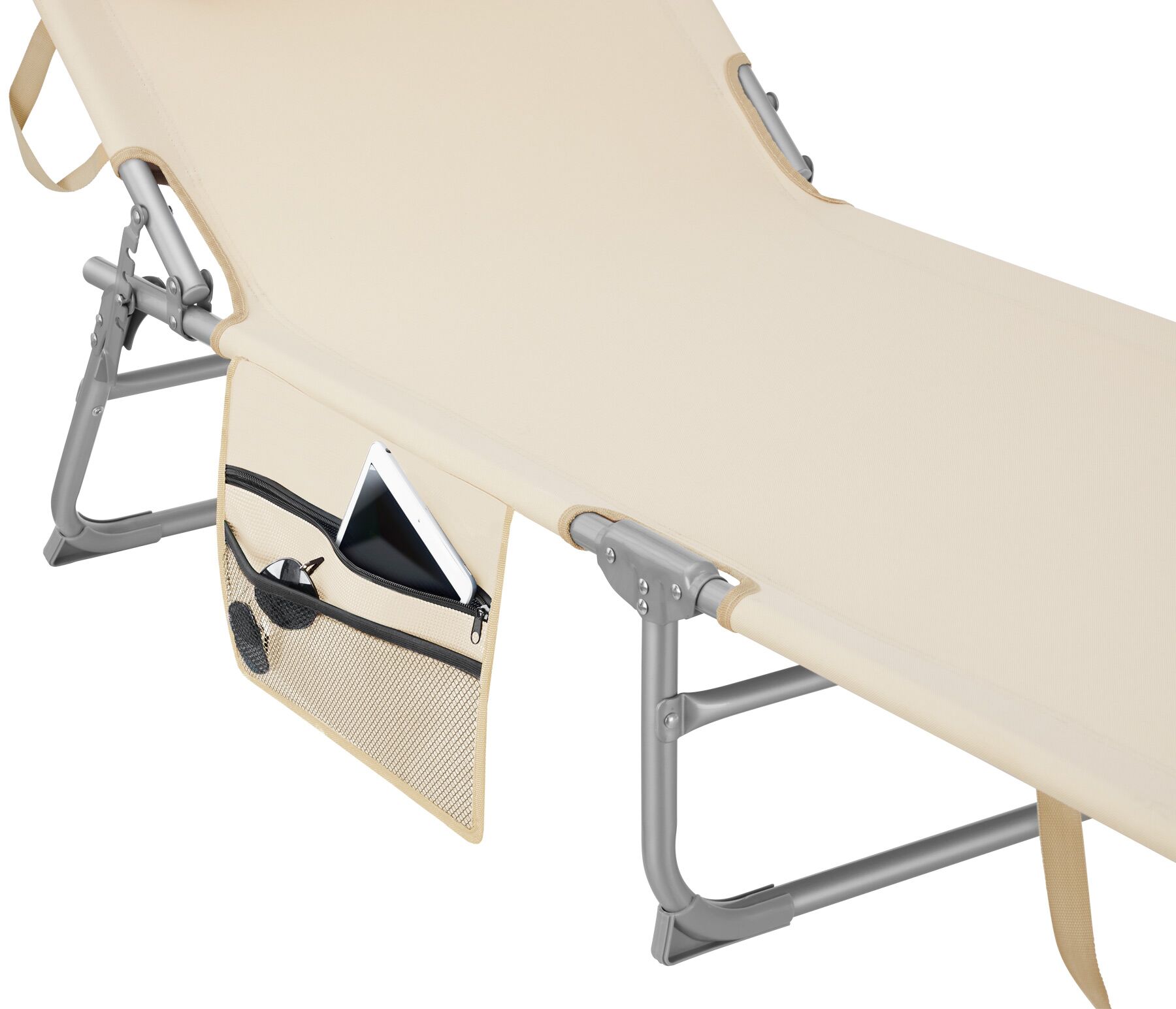 Lot de 2 bains de soleil en polyrotin et aluminium réglable sur 4 positions avec appui-tête et pochette TECTAKE - 3