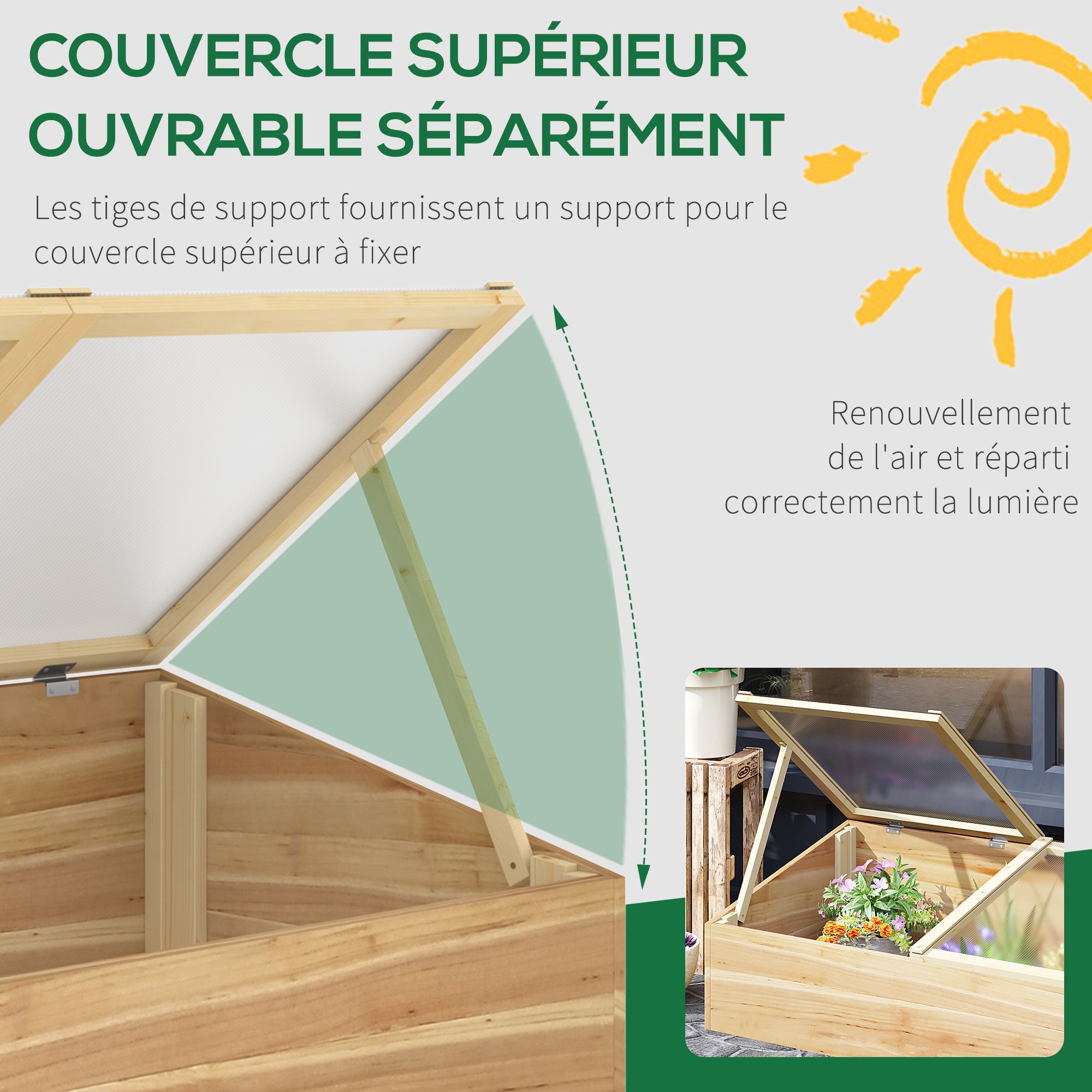 Mini Serre de Jardin Bois de sapin Outsunny - 4