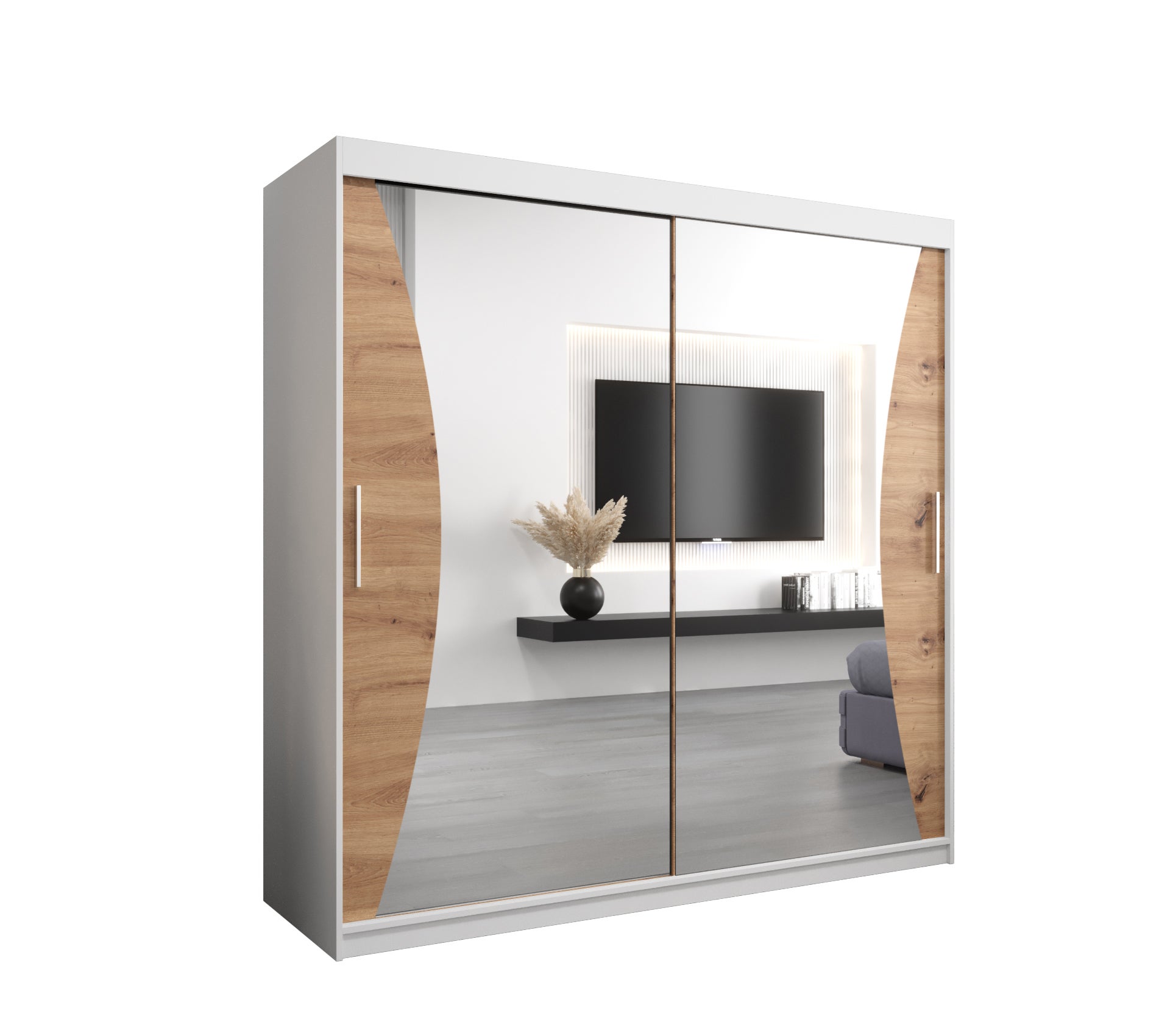Szafa przesuwna garderoba MONACO 200 x 62 x 200 cm Biały + Artisan - Abiks Meble